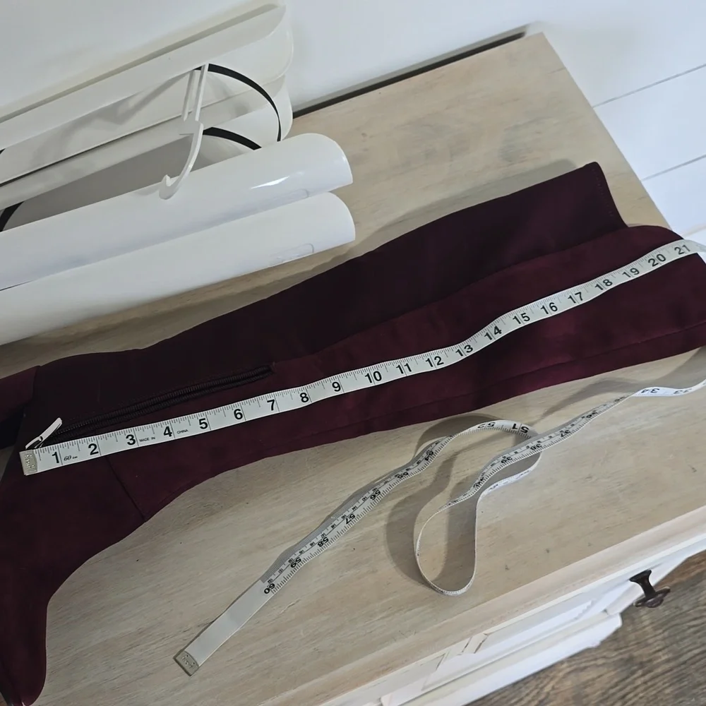 Marc Fisher Faux Suede Over-the-Knee Boots - Loran Burgundy Womens Sz 7